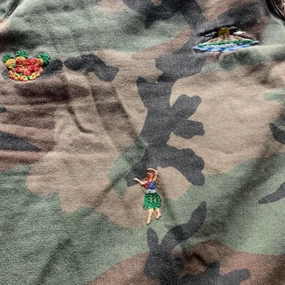 Polo Ralph Lauren vintage Camouflage Hawaiian Embroidered Shorts size 32 - Picture 4 of 8